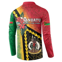 Happy Vanuatu Constitution Day Button Sweatshirt Flag Style With Sand Drawing Pattern LT05 - Polynesian Pride
