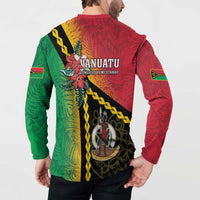 Happy Vanuatu Constitution Day Button Sweatshirt Flag Style With Sand Drawing Pattern LT05 - Polynesian Pride