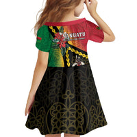 Happy Vanuatu Constitution Day Family Matching Long Sleeve Bodycon Dress and Hawaiian Shirt Flag Style With Sand Drawing Pattern
