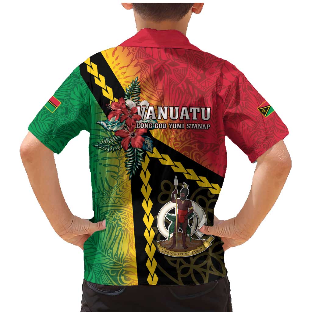 Happy Vanuatu Constitution Day Family Matching Mermaid Dress and Hawaiian Shirt Flag Style With Sand Drawing Pattern LT05 - Polynesian Pride