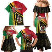 Happy Vanuatu Constitution Day Family Matching Mermaid Dress and Hawaiian Shirt Flag Style With Sand Drawing Pattern LT05 - Polynesian Pride