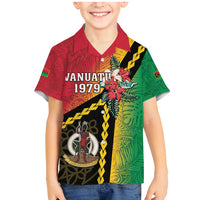 Happy Vanuatu Constitution Day Family Matching Mermaid Dress and Hawaiian Shirt Flag Style With Sand Drawing Pattern LT05 Son's Shirt Red - Polynesian Pride