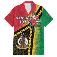 Happy Vanuatu Constitution Day Family Matching Off Shoulder Short Dress and Hawaiian Shirt Flag Style With Sand Drawing Pattern LT05 Dad's Shirt - Short Sleeve Red - Polynesian Pride
