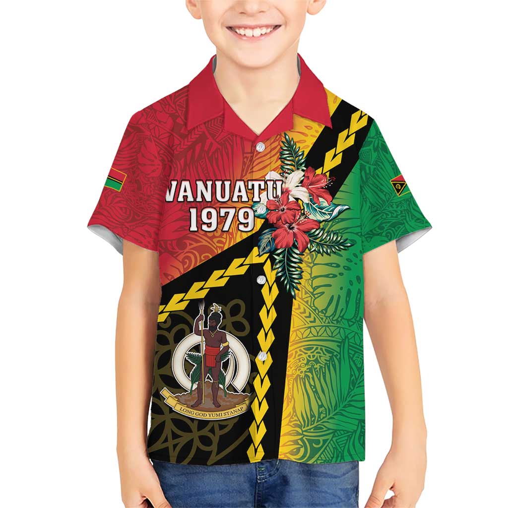 Happy Vanuatu Constitution Day Family Matching Short Sleeve Bodycon Dress and Hawaiian Shirt Flag Style With Sand Drawing Pattern LT05 Son's Shirt Red - Polynesian Pride