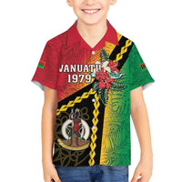 Happy Vanuatu Constitution Day Family Matching Summer Maxi Dress and Hawaiian Shirt Flag Style With Sand Drawing Pattern LT05 Son's Shirt Red - Polynesian Pride