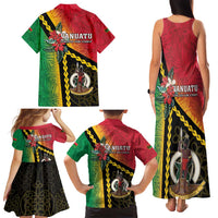 Happy Vanuatu Constitution Day Family Matching Tank Maxi Dress and Hawaiian Shirt Flag Style With Sand Drawing Pattern LT05 - Polynesian Pride