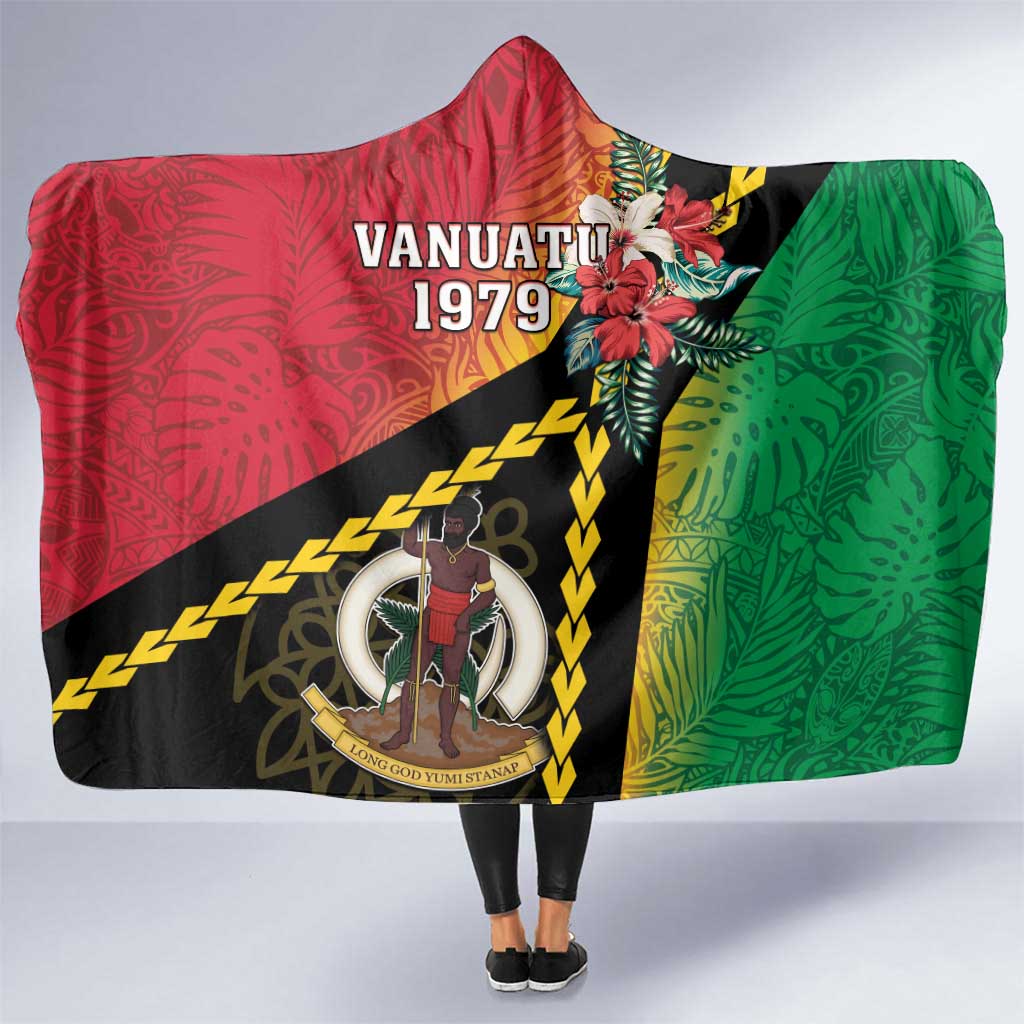 Happy Vanuatu Constitution Day Hooded Blanket Flag Style With Sand Drawing Pattern