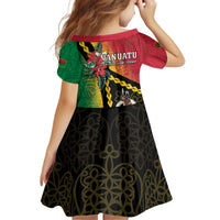 Happy Vanuatu Constitution Day Kid Short Sleeve Dress Flag Style With Sand Drawing Pattern LT05 - Polynesian Pride
