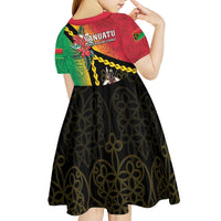 Happy Vanuatu Constitution Day Kid Short Sleeve Dress Flag Style With Sand Drawing Pattern LT05 - Polynesian Pride