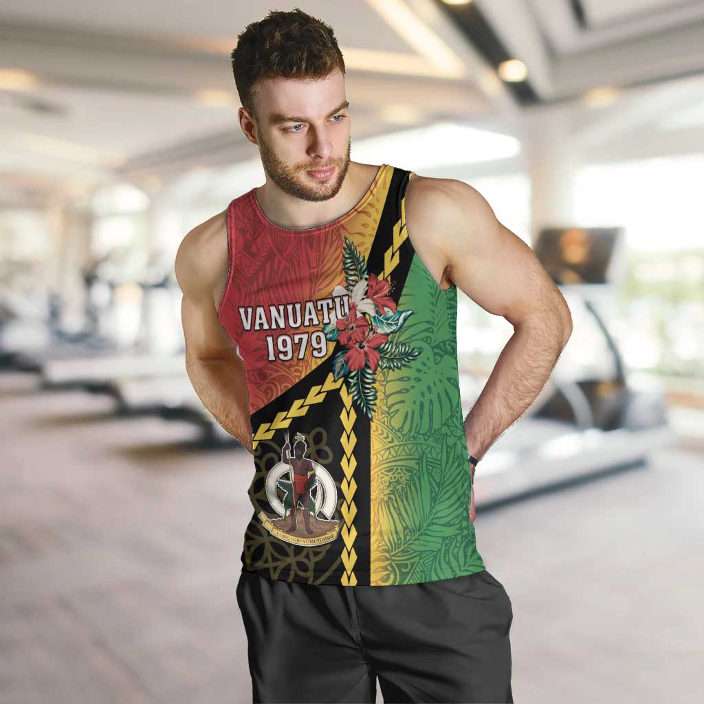 Happy Vanuatu Constitution Day Men Tank Top Flag Style With Sand Drawing Pattern LT05 Red - Polynesian Pride