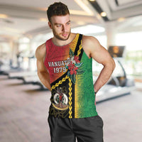 Happy Vanuatu Constitution Day Men Tank Top Flag Style With Sand Drawing Pattern LT05 Red - Polynesian Pride