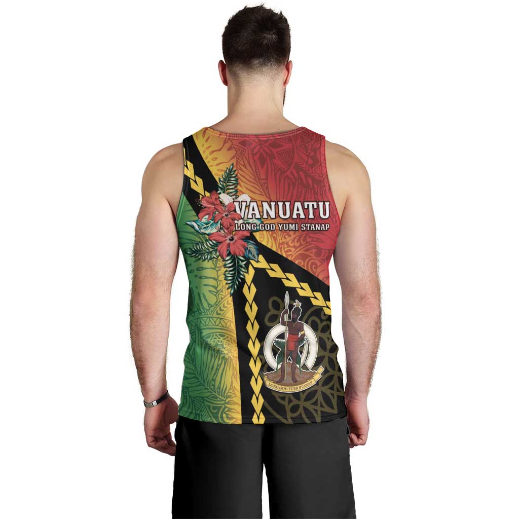 Happy Vanuatu Constitution Day Men Tank Top Flag Style With Sand Drawing Pattern LT05 - Polynesian Pride