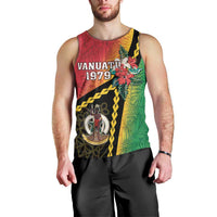 Happy Vanuatu Constitution Day Men Tank Top Flag Style With Sand Drawing Pattern LT05 - Polynesian Pride