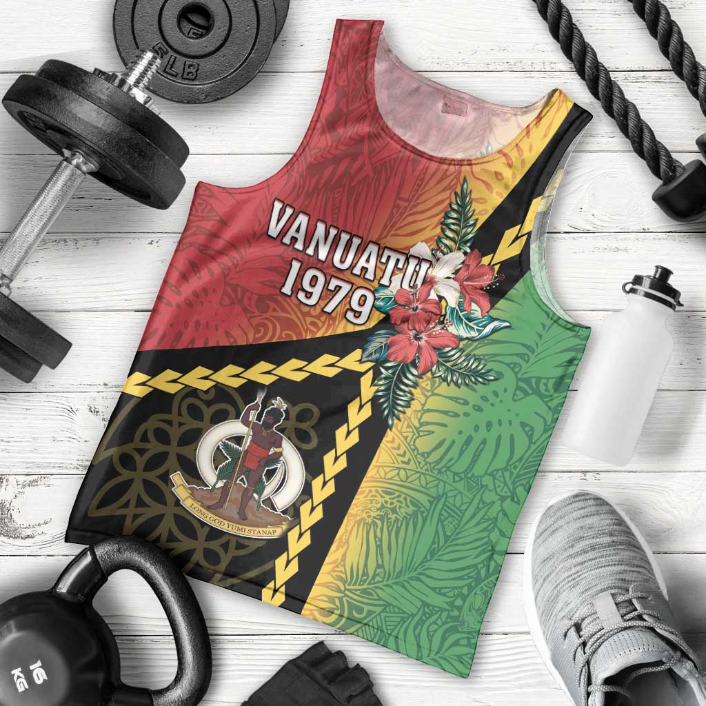 Happy Vanuatu Constitution Day Men Tank Top Flag Style With Sand Drawing Pattern LT05 - Polynesian Pride