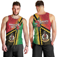 Happy Vanuatu Constitution Day Men Tank Top Flag Style With Sand Drawing Pattern LT05 - Polynesian Pride