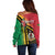 Happy Vanuatu Constitution Day Off Shoulder Sweater Flag Style With Sand Drawing Pattern