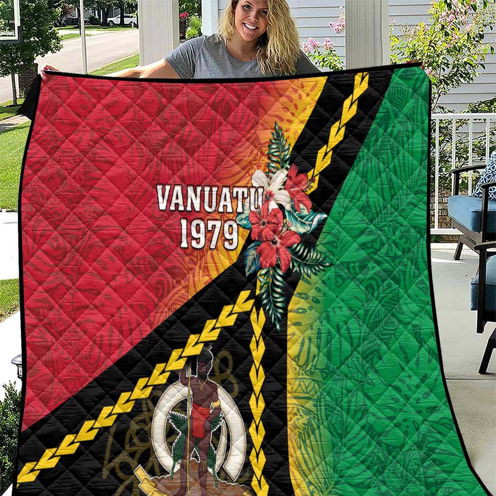 Happy Vanuatu Constitution Day Quilt Flag Style With Sand Drawing Pattern LT05 Red - Polynesian Pride