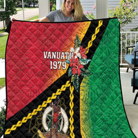 Happy Vanuatu Constitution Day Quilt Flag Style With Sand Drawing Pattern LT05 Red - Polynesian Pride