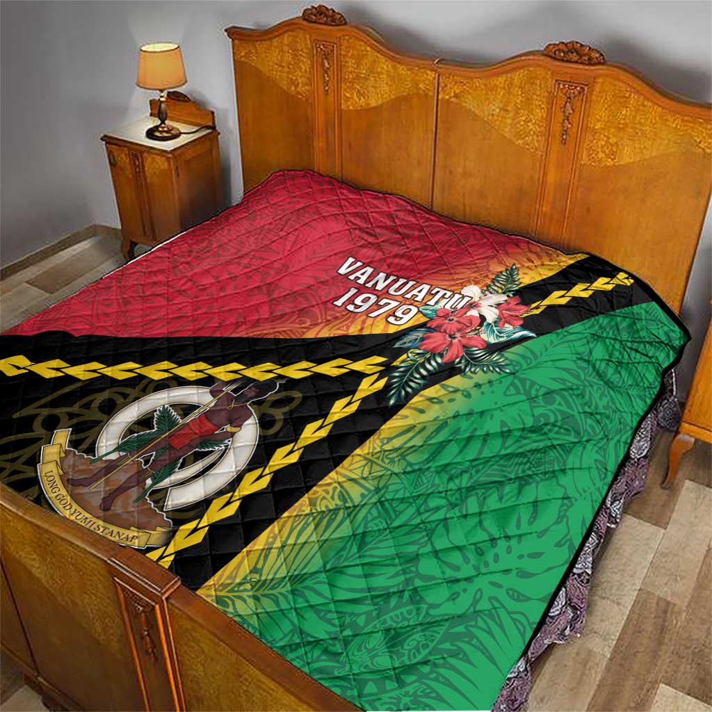 Happy Vanuatu Constitution Day Quilt Flag Style With Sand Drawing Pattern LT05 - Polynesian Pride