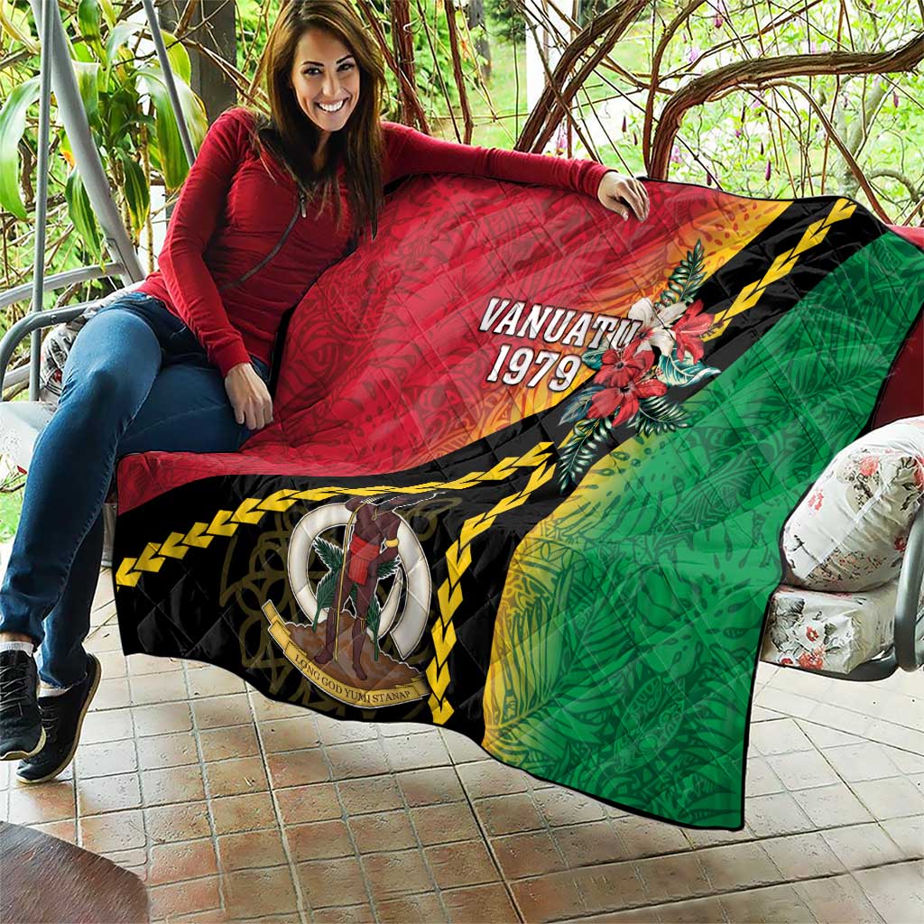 Happy Vanuatu Constitution Day Quilt Flag Style With Sand Drawing Pattern LT05 - Polynesian Pride