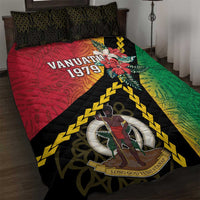 Happy Vanuatu Constitution Day Quilt Bed Set Flag Style With Sand Drawing Pattern