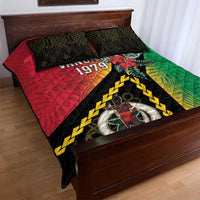 Happy Vanuatu Constitution Day Quilt Bed Set Flag Style With Sand Drawing Pattern