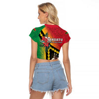 Happy Vanuatu Constitution Day Raglan Cropped T Shirt Flag Style With Sand Drawing Pattern LT05 - Polynesian Pride