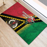 Happy Vanuatu Constitution Day Rubber Doormat Flag Style With Sand Drawing Pattern LT05 - Polynesian Pride