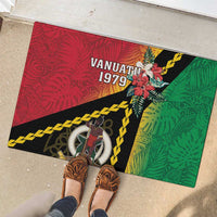 Happy Vanuatu Constitution Day Rubber Doormat Flag Style With Sand Drawing Pattern LT05 - Polynesian Pride