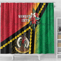 Happy Vanuatu Constitution Day Shower Curtain Flag Style With Sand Drawing Pattern LT05 - Polynesian Pride