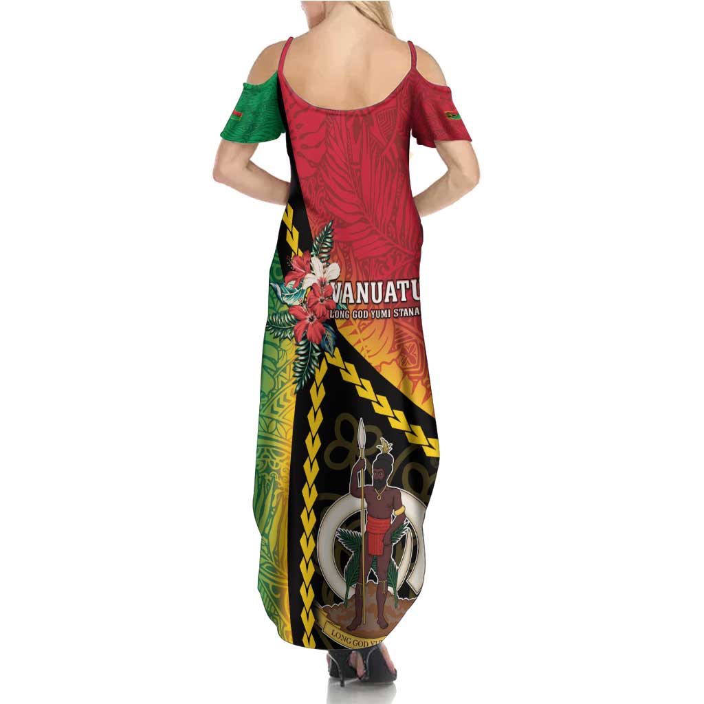 Happy Vanuatu Constitution Day Summer Maxi Dress Flag Style With Sand Drawing Pattern