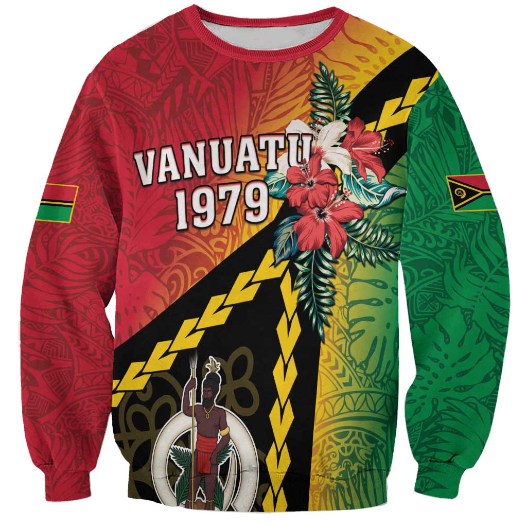 Happy Vanuatu Constitution Day Sweatshirt Flag Style With Sand Drawing Pattern LT05 Unisex Red - Polynesian Pride