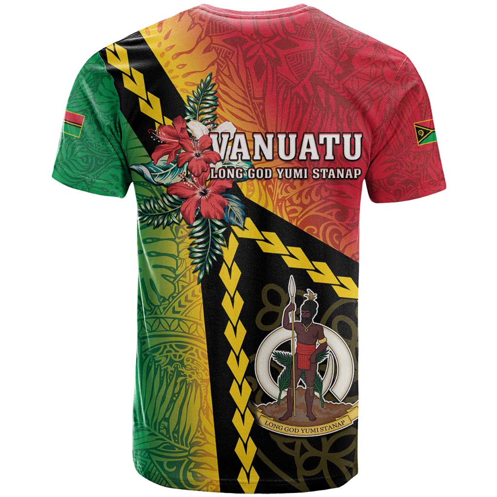Happy Vanuatu Constitution Day T Shirt Flag Style With Sand Drawing Pattern LT05 - Polynesian Pride