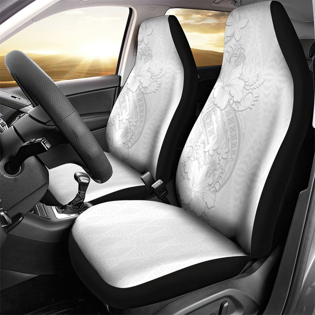 Tokelau White Sunday Car Seat Cover Elegant Hibiscus Polynesian Tribal Pattern LT05 - Polynesian Pride