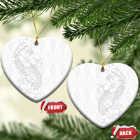 Tokelau White Sunday Ceramic Ornament Elegant Hibiscus Polynesian Tribal Pattern