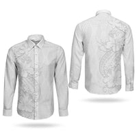 Tokelau White Sunday Couples Matching Mermaid Dress and Long Sleeve Button Shirt Elegant Hibiscus Polynesian Tribal Pattern LT05 - Polynesian Pride