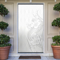 Tokelau White Sunday Door Cover Elegant Hibiscus Polynesian Tribal Pattern LT05 White - Polynesian Pride