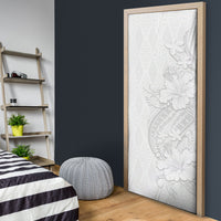 Tokelau White Sunday Door Cover Elegant Hibiscus Polynesian Tribal Pattern LT05 - Polynesian Pride