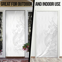 Tokelau White Sunday Door Cover Elegant Hibiscus Polynesian Tribal Pattern LT05 - Polynesian Pride