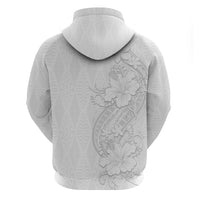 Tokelau White Sunday Hoodie Elegant Hibiscus Polynesian Tribal Pattern LT05 - Polynesian Pride