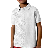 Tokelau White Sunday Kid Polo Shirt Elegant Hibiscus Polynesian Tribal Pattern LT05 Kid White - Polynesian Pride