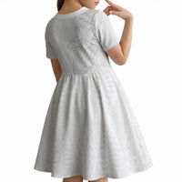 Tokelau White Sunday Kid Short Sleeve Dress Elegant Hibiscus Polynesian Tribal Pattern LT05 - Polynesian Pride