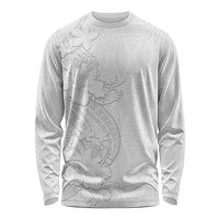 Tokelau White Sunday Long Sleeve Shirt Elegant Hibiscus Polynesian Tribal Pattern LT05 Unisex White - Polynesian Pride