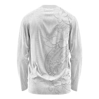 Tokelau White Sunday Long Sleeve Shirt Elegant Hibiscus Polynesian Tribal Pattern LT05 - Polynesian Pride