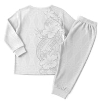 Tokelau White Sunday Christmas Pajama Set Elegant Hibiscus Polynesian Tribal Pattern LT05 - Polynesian Pride