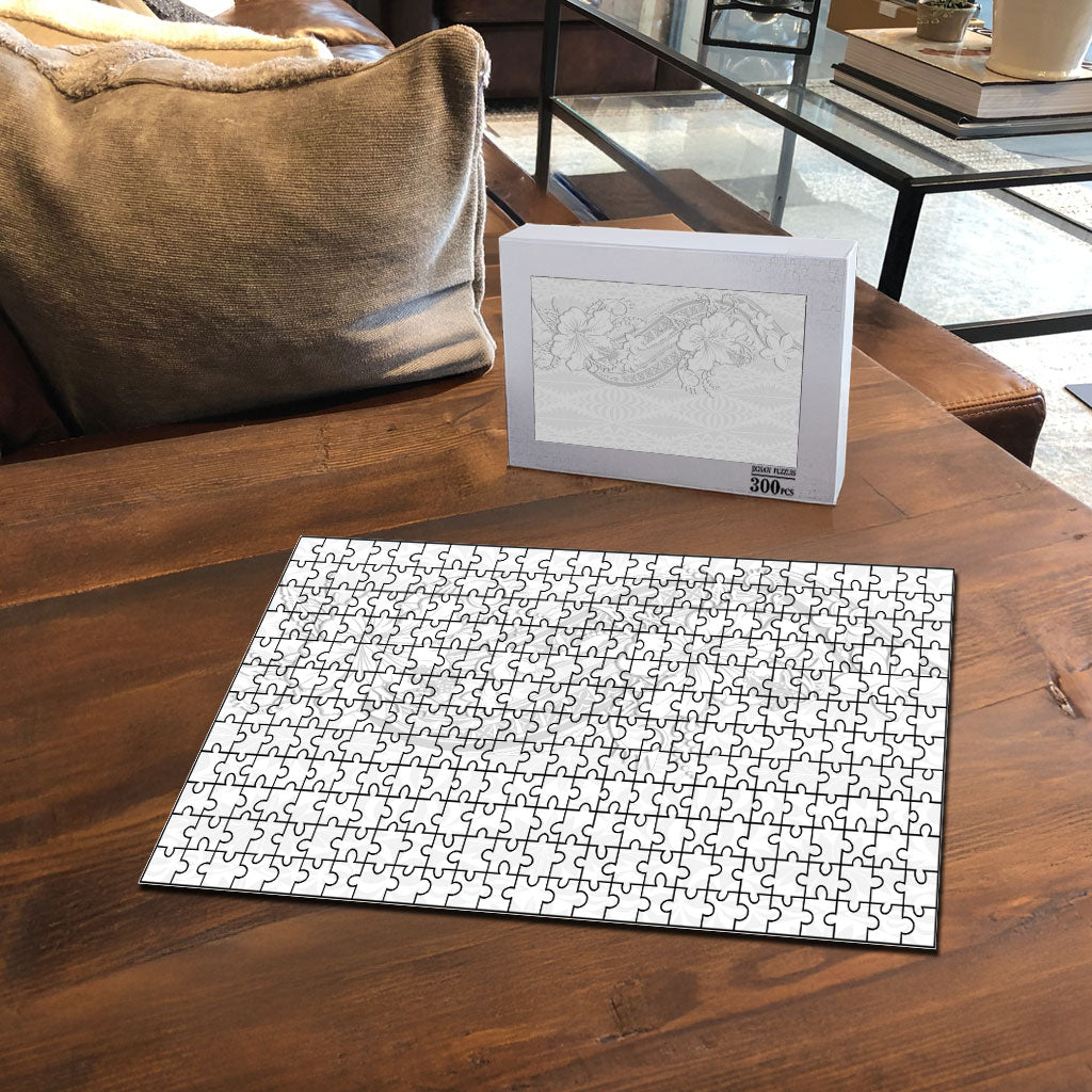 Tokelau White Sunday Puzzle Elegant Hibiscus Polynesian Tribal Pattern LT05 - Polynesian Pride