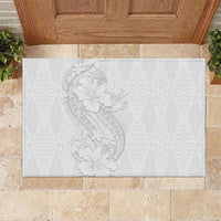 Tokelau White Sunday Rubber Doormat Elegant Hibiscus Polynesian Tribal Pattern LT05 White - Polynesian Pride