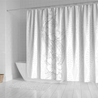 Tokelau White Sunday Shower Curtain Elegant Hibiscus Polynesian Tribal Pattern LT05 - Polynesian Pride