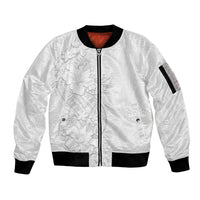 Tokelau White Sunday Sleeve Zip Bomber Jacket Elegant Hibiscus Polynesian Tribal Pattern LT05 Unisex White - Polynesian Pride