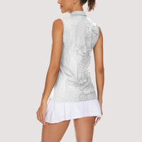 Tokelau White Sunday Women Sleeveless Polo Shirt Elegant Hibiscus Polynesian Tribal Pattern LT05 - Polynesian Pride